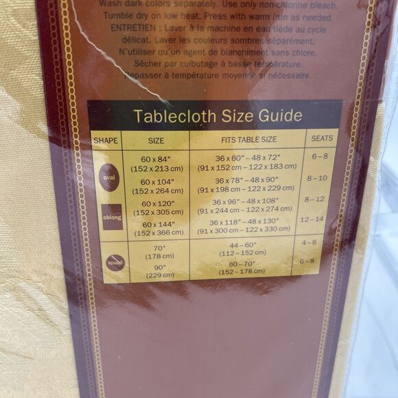 Harvest Scroll Damask Tablecloth 60 x 104" Oblong Linens-n-Things Wheat - Picture 9 of 9